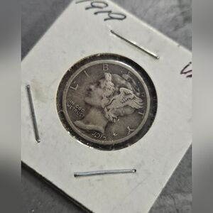 Antique 1919 Mercury Dime 90% Silver Coin USA